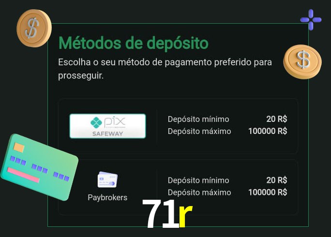 O cassino 71r oferece uma grande variedade de métodos de pagamento